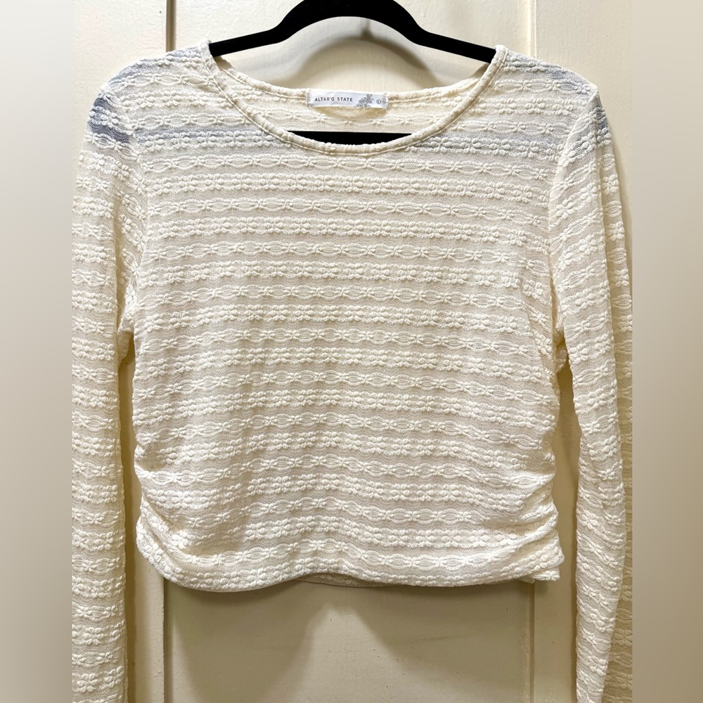 Altr’d State Cream/Ivory Lace Long-Sleeve Top